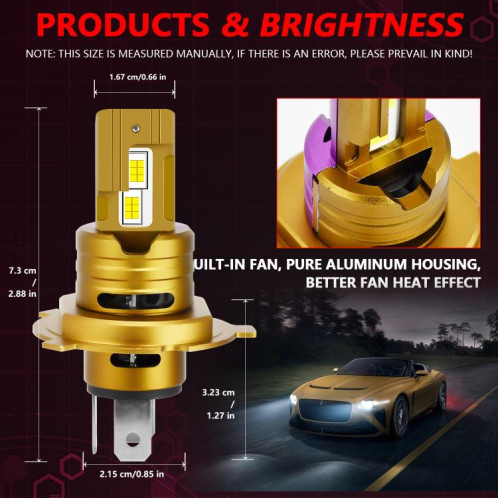 Ampoules de phare LED H4 35 W 3 500 lm 6 500 K (jaune/violet) SH604A1728-09